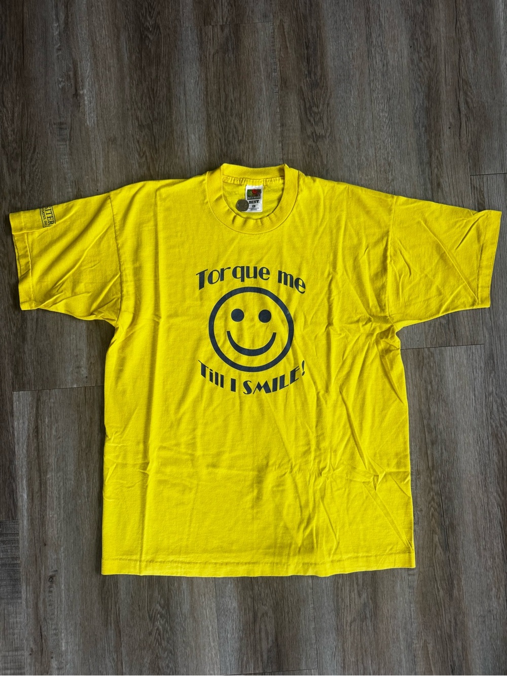 Vintage 90s Smiley Face Torque Me Till I Smile T-Shirt - size XL single stitch